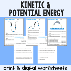 Kinetic and potential energy worksheets