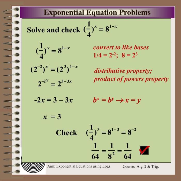 Exponential solve solving equations written which also