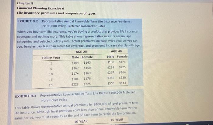 Life insurance plans chapter 9 lesson 5 worksheet answers